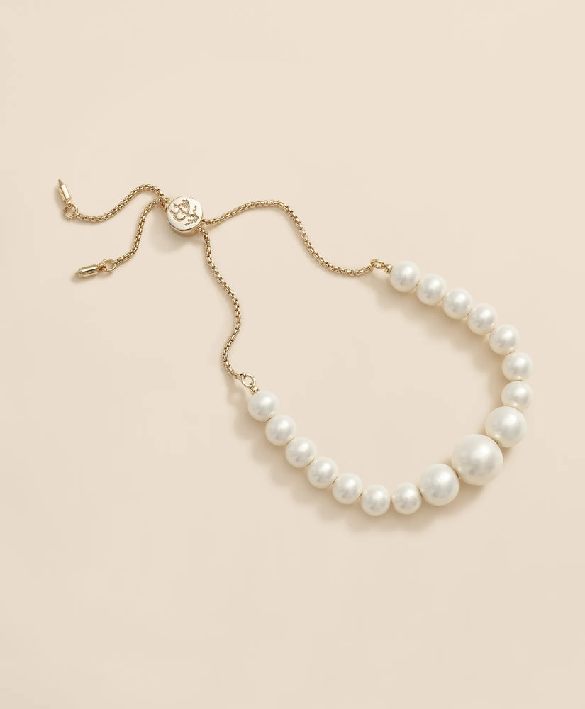 Faux-Pearl Gold-Plated Bolo Bracelet Women