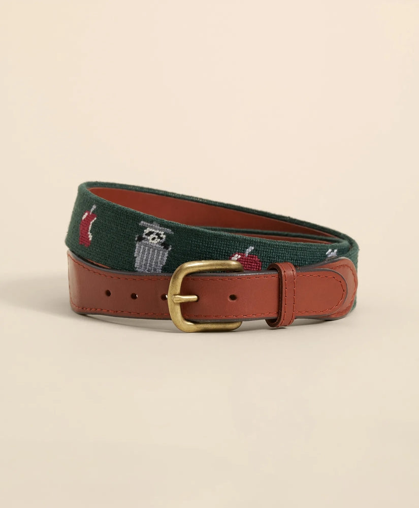 Smathers & Branson Needlepoint Racoon Belt Men