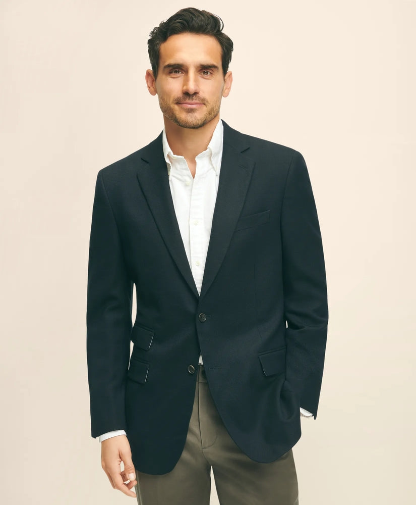Traditional Fit Stretch Wool Hopsack Blazer Tailored