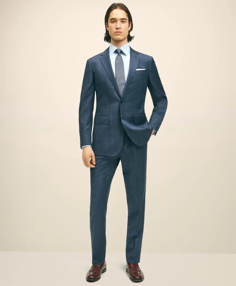 Slim Fit Wool Windowpane 1818 Suit Men