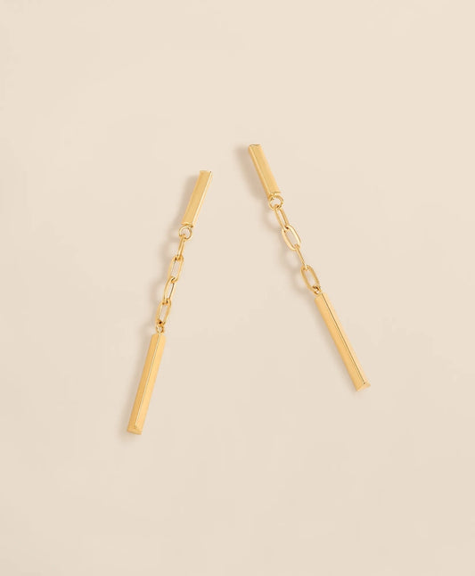 14k Gold Paperclip Drop Earrings Women