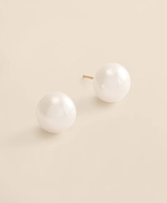 14k Gold Pearl Stud Earrings Women