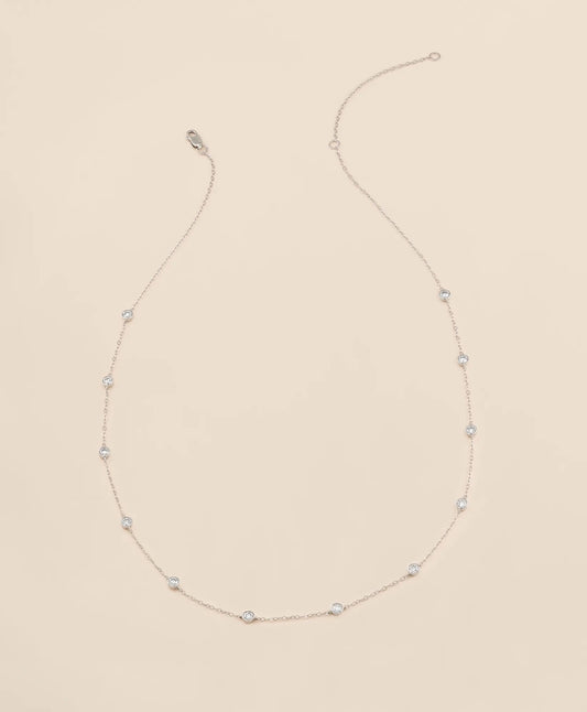 1 CT. Lab-Grown Diamond 14k White Gold Station Necklace Women