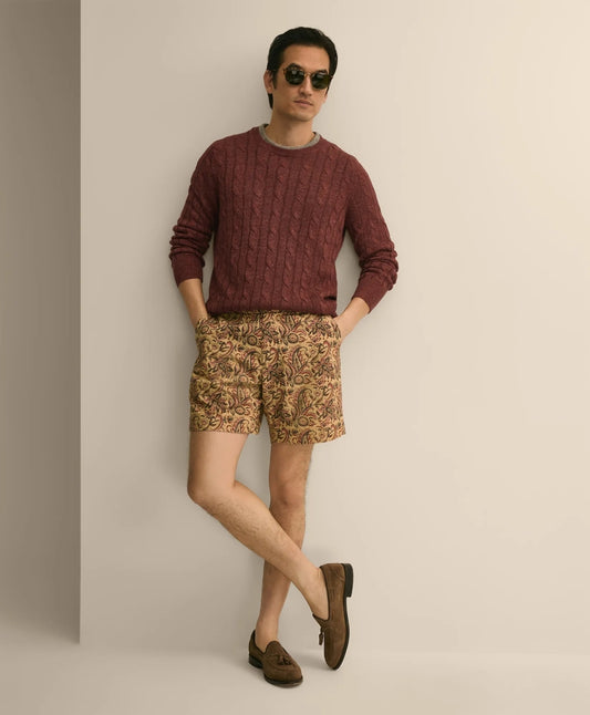 7" Cotton Paisley Print Shorts Men