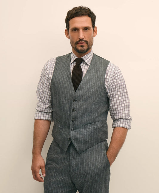 Archive Pinstripe Vest in Wool Flannel Sale