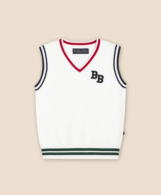 Boys Cotton Jacquard Varsity Sweater Vest Boys