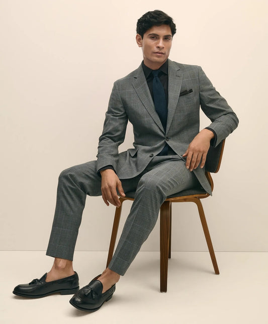 Brooks Brothers Explorer Collection Slim Fit Wool Check Suit Pants Tailored