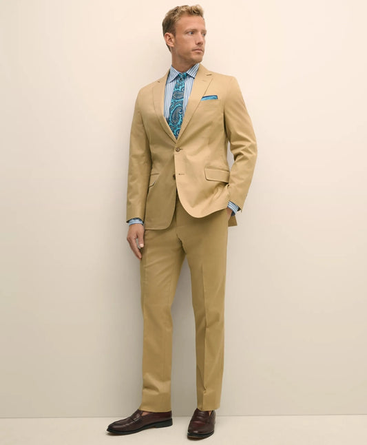 Classic Fit Stretch Cotton Twill Suit Pants Tailored