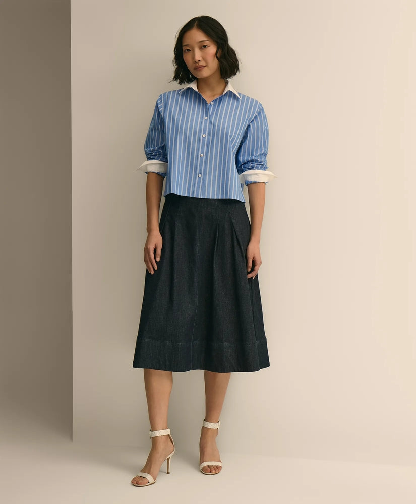Cotton Blend A-Line Denim Skirt Women