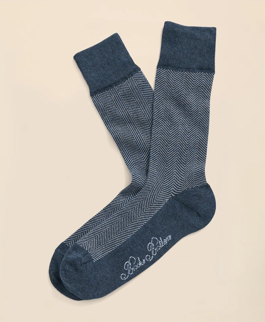 Cotton Blend Herringbone Socks Men