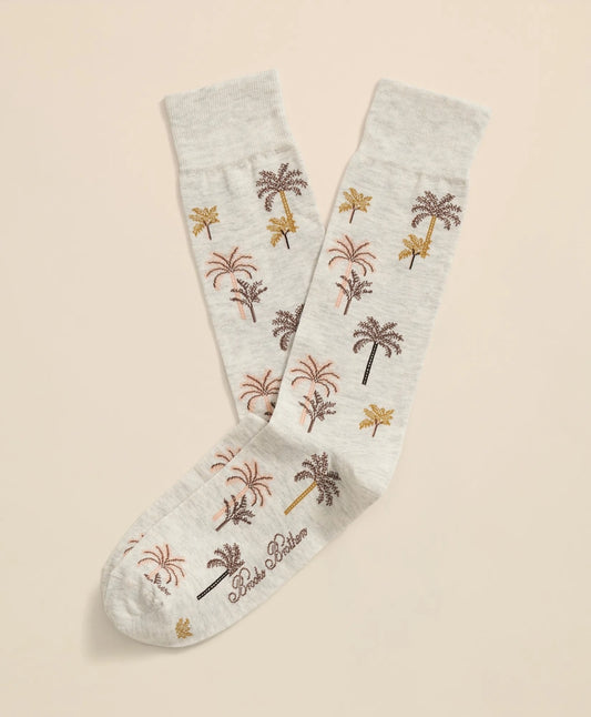 Cotton Blend Palm-Tree Motif Socks Men