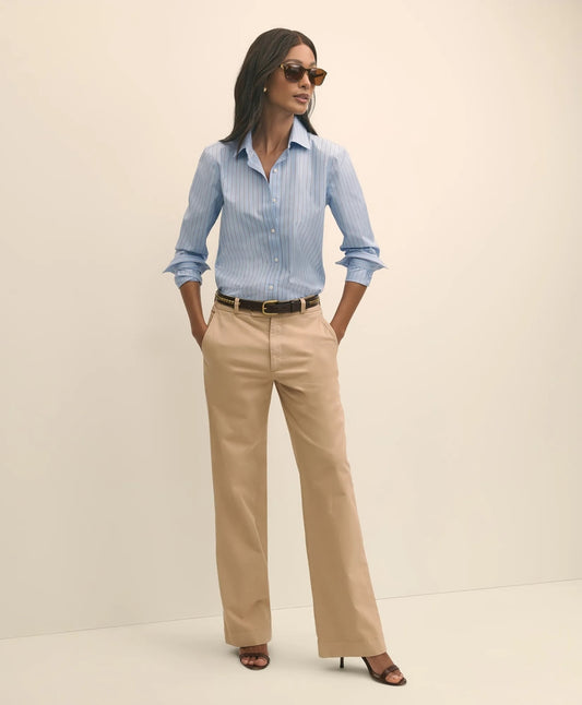 Cotton Blend Relaxed Chino Pants Women