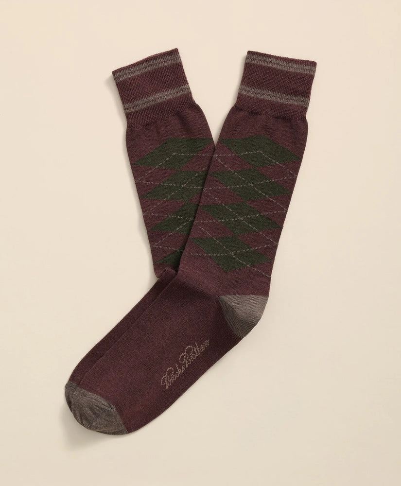 Cotton-Blend Tipped Argyle Socks Men