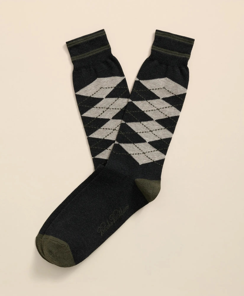 Cotton-Blend Tipped Argyle Socks Men