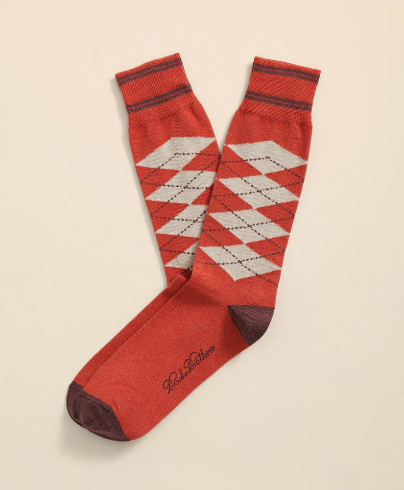 Cotton-Blend Tipped Argyle Socks Men