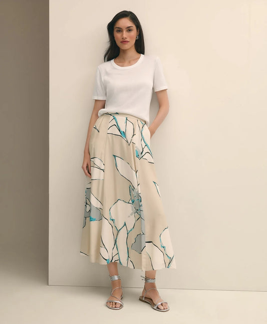 Flare Midi Skirt In Abstract Print Women