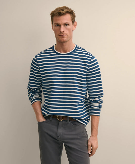 Cotton Indigo-Dyed Heavyweight Mariner Stripe Long-Sleeve T-Shirt Shirts