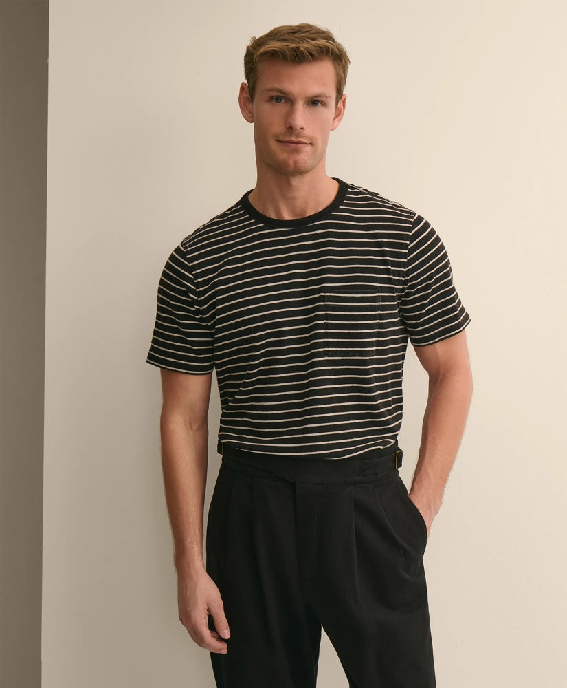 Cotton Indigo-Dyed Mariner Stripe T-Shirt Shirts