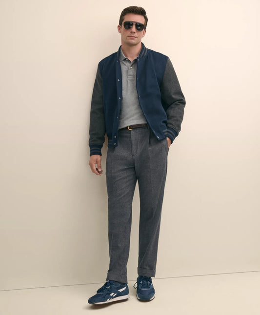 Cotton Pleated Side-Tab Checked Chino Men