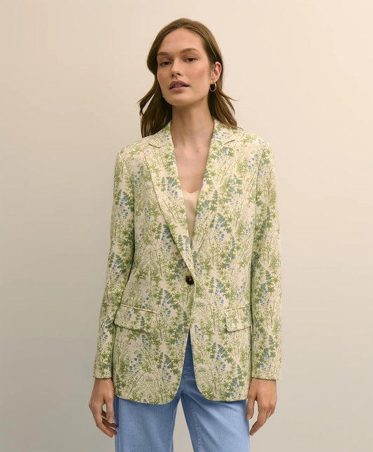 Crepe Botanical Print Jacket Women