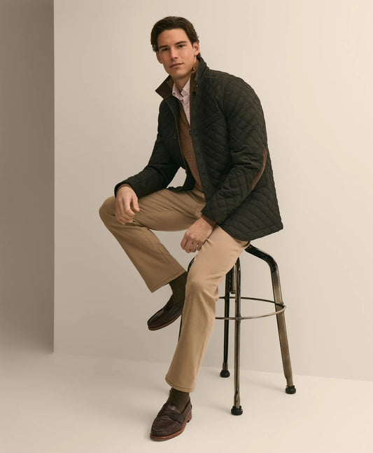 Diamond-Quilted Blazer in Cotton Blend Men