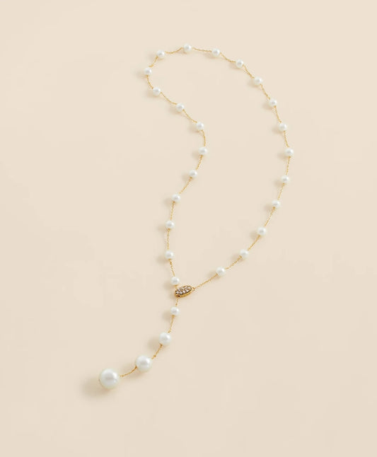Faux Pearl & Gold-Toned Y-Neck Necklace Women