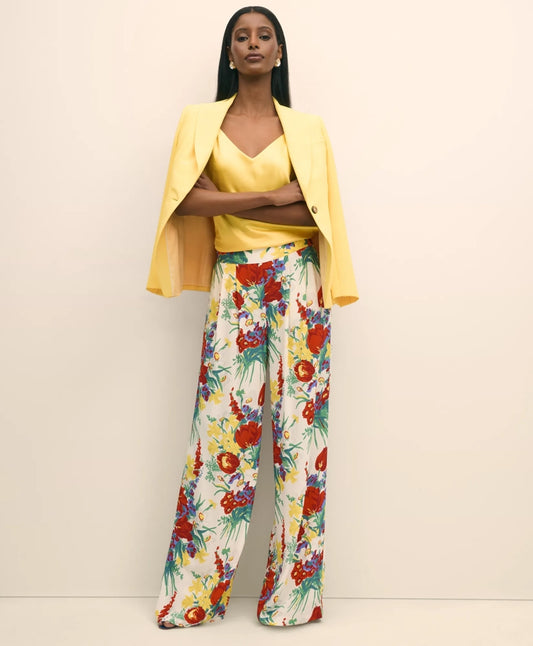 Floral Crepe Wide-Leg Pants Sale