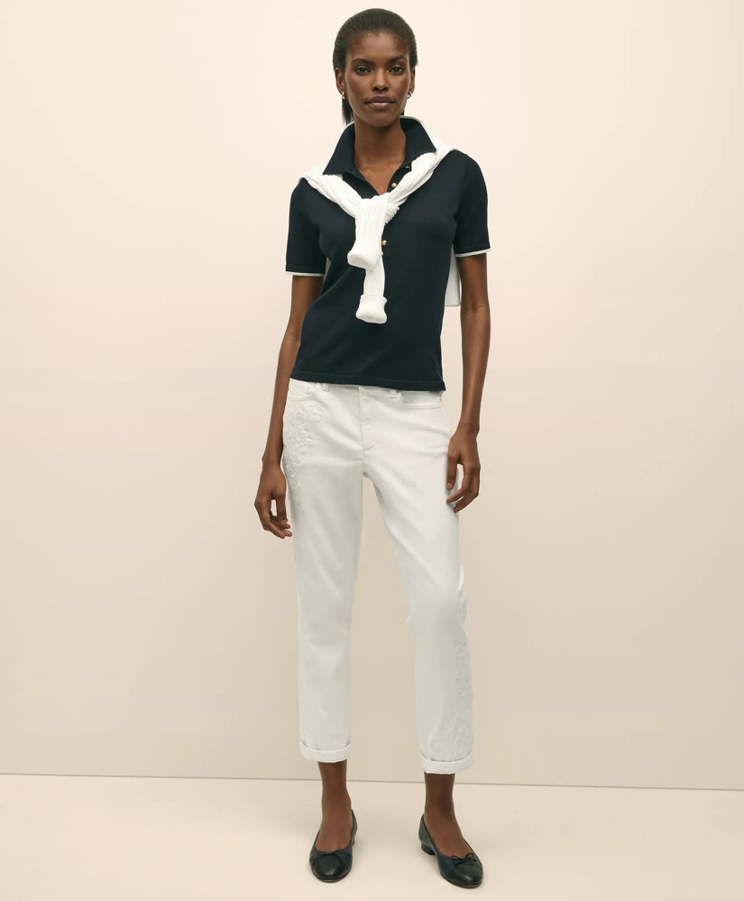 Floral Embroidered Straight Leg Jeans Sale