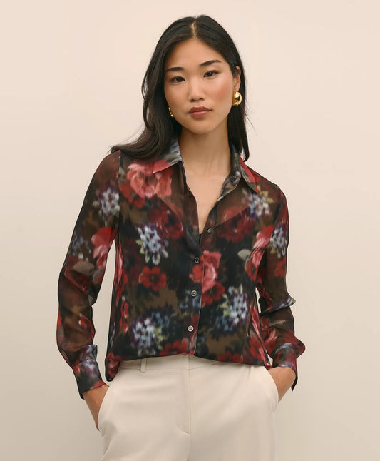 Floral Print Sheer Blouse with Camisole Sale
