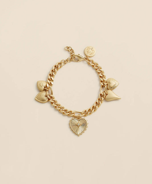Gold-Toned Heart Charm Bracelet Women