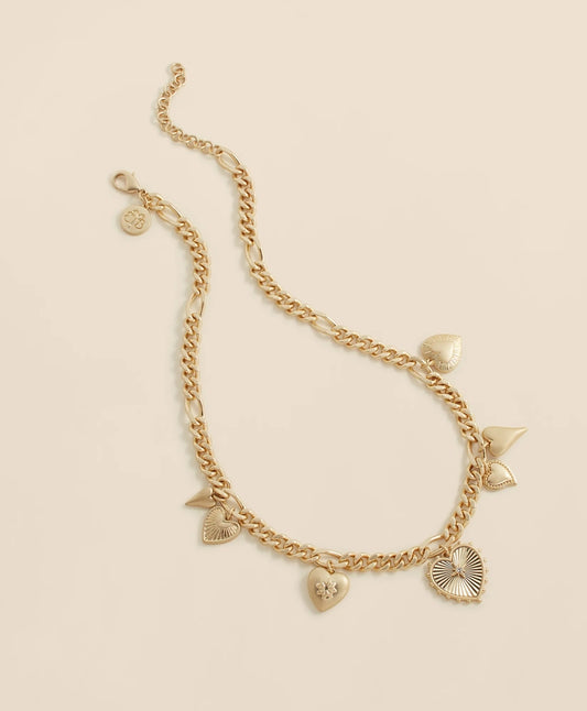 Gold-Toned Heart Charm Necklace Women