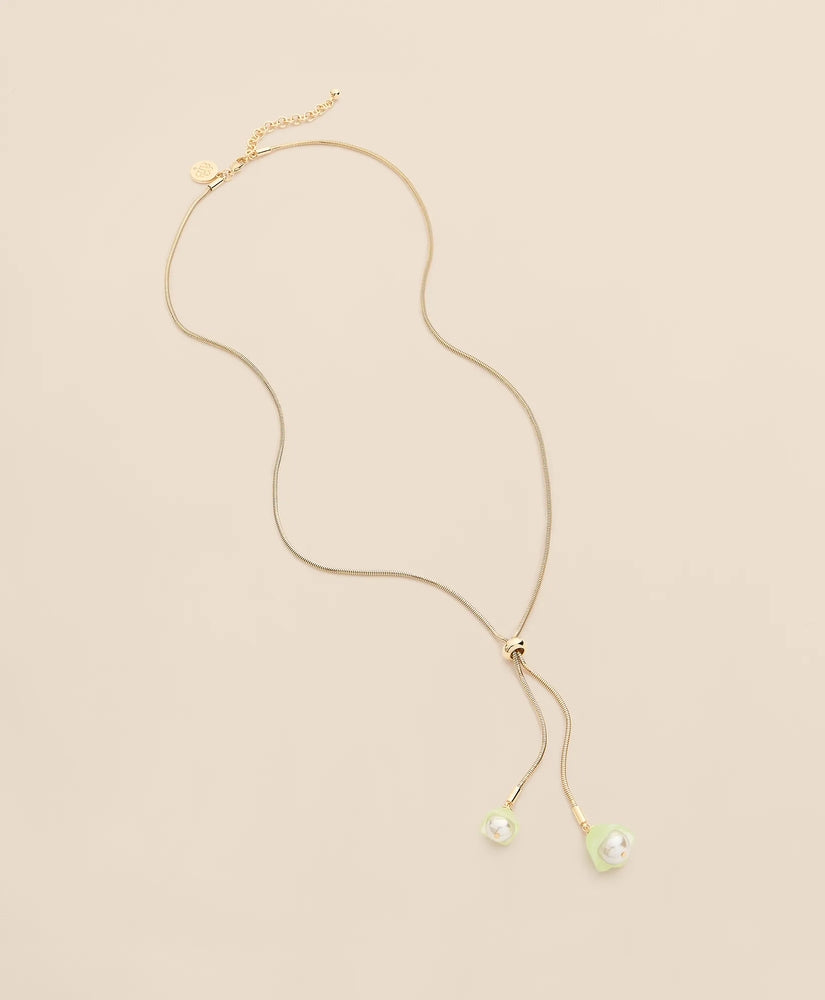 Gold-Tone Faux Pearl Lariat Necklace Women