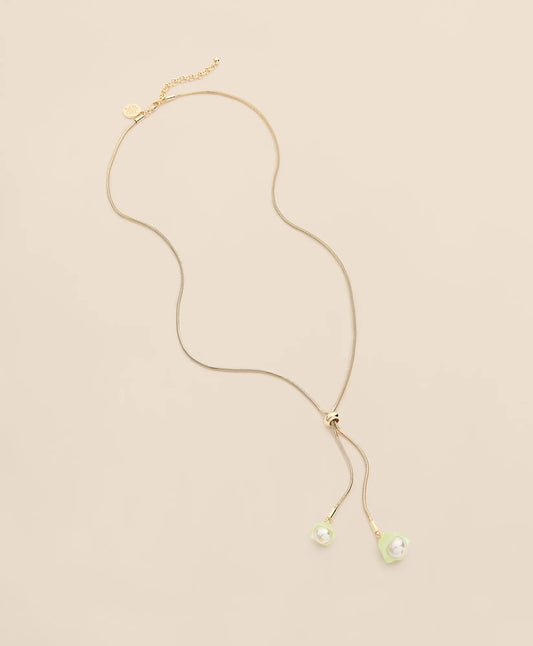 Gold-Tone Faux Pearl Lariat Necklace Women