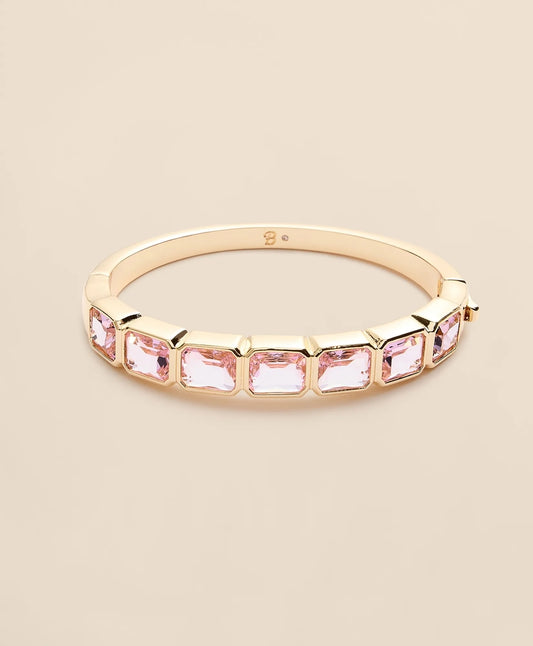 Gold-Tone Pink-Stone Bangle Bracelet Women