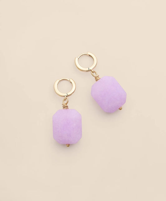 Gold-Tone Stone Drop Hoop Earrings Women