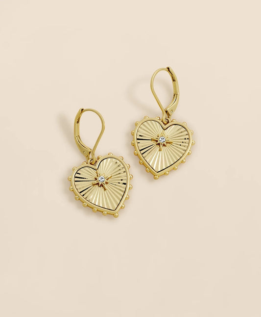 Heart Charm Gold-Toned Earrings Women