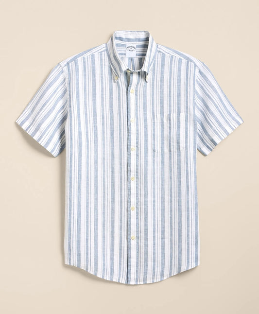 Irish Linen Short-Sleeve Stripe Sport Shirt Shirts
