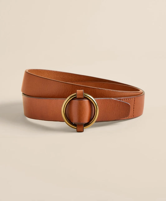 Leather Round Buckle Belt Men