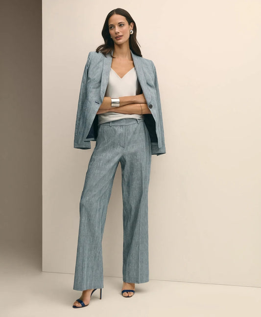 Linen Blend Wide-Leg Trousers Sale