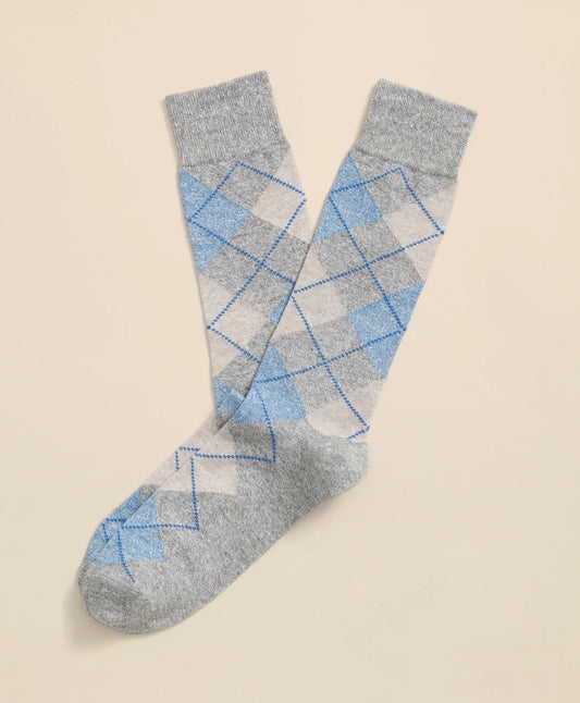 Linen-Cotton Blend Argyle Socks Men