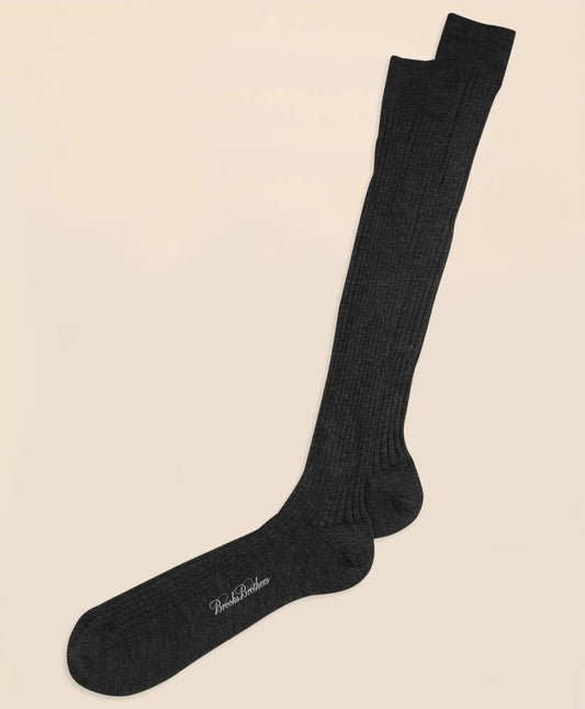 Merino Wool Ribbed Over-the-Calf Socks Men