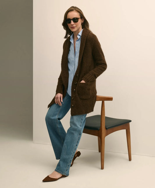 Alpaca-Wool Blend Shawl Collar Tunic Cardigan Sale
