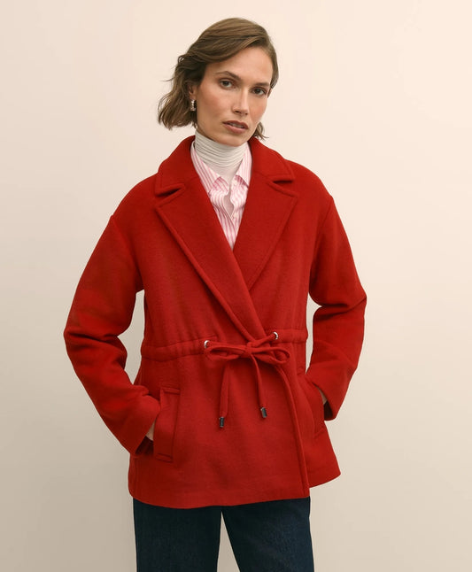 Wool Double-Faced Drawstring Waist Coat Sale