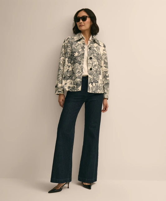 Relaxed Cotton Twill Floral Jacket Women