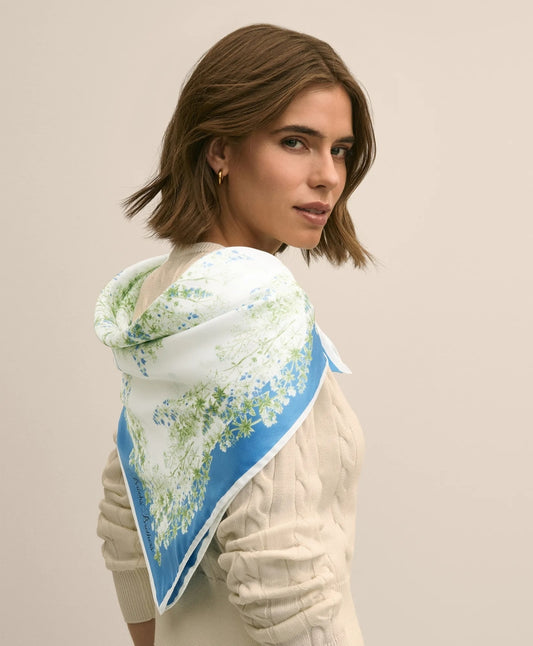 Silk Floral Square Scarf Women