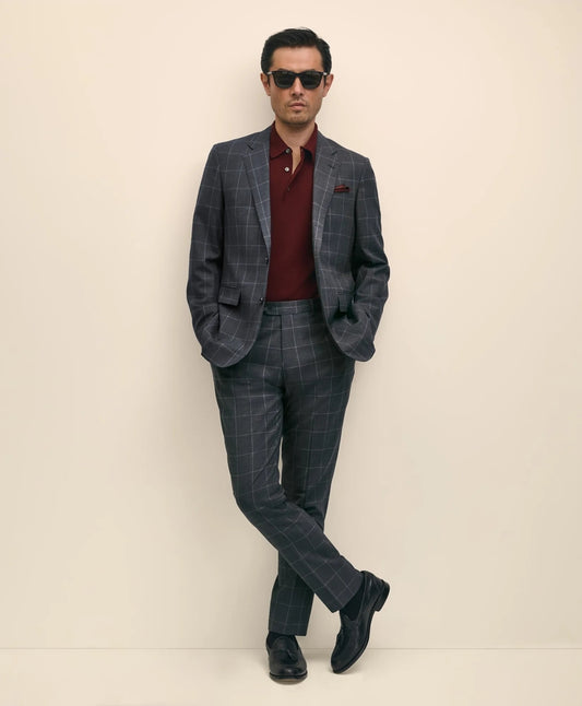 Slim Fit Wool Windowpane 1818 Suit Men
