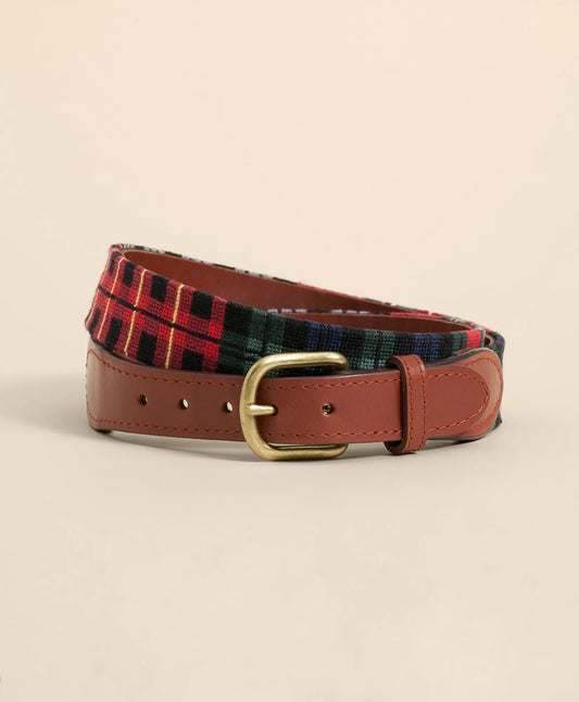 Smathers & Branson Needlepoint Plaid Belt Men