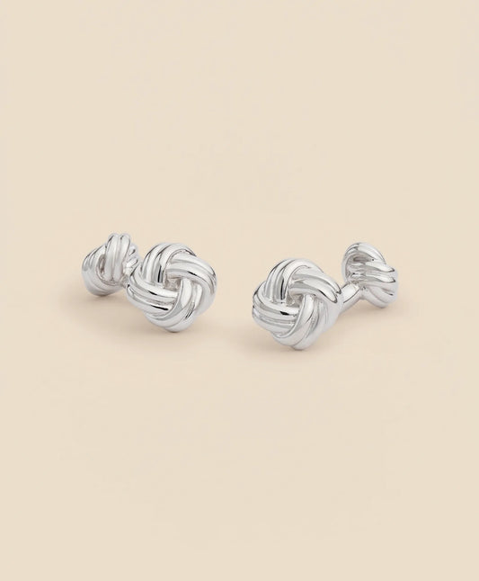 Sterling Silver Rhodium-Plated Knot Cufflinks Tailored