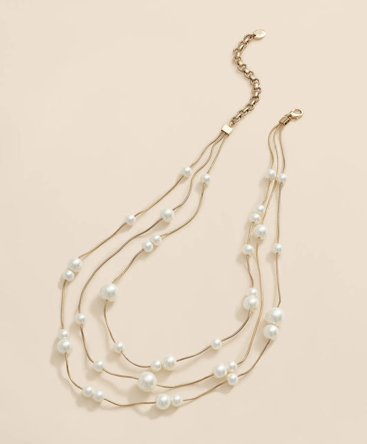 Triple Strand Faux-Pearl Necklace Women