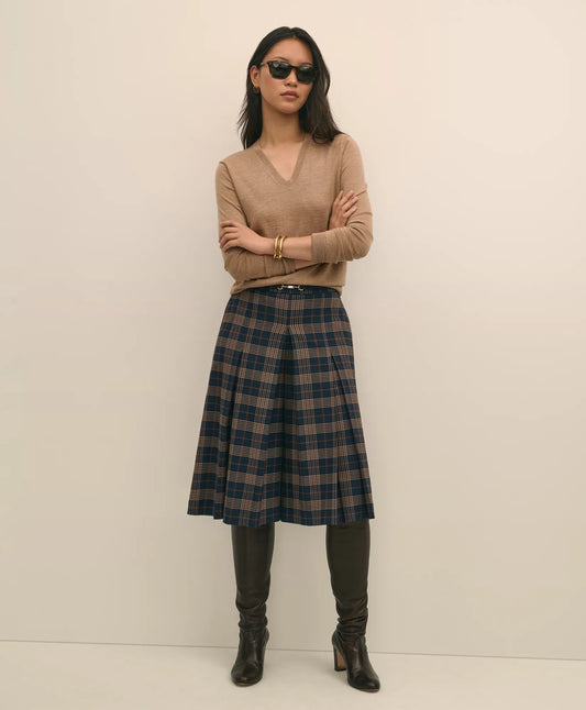 Twill Pleated Plaid Culottes Sale